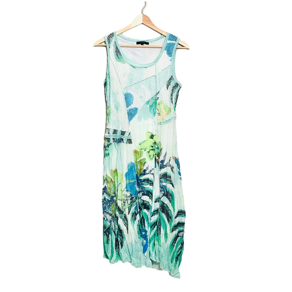 Cativa Tropical Print Beachy Vacation Dress w/ Asymmetrical hemline Size Small